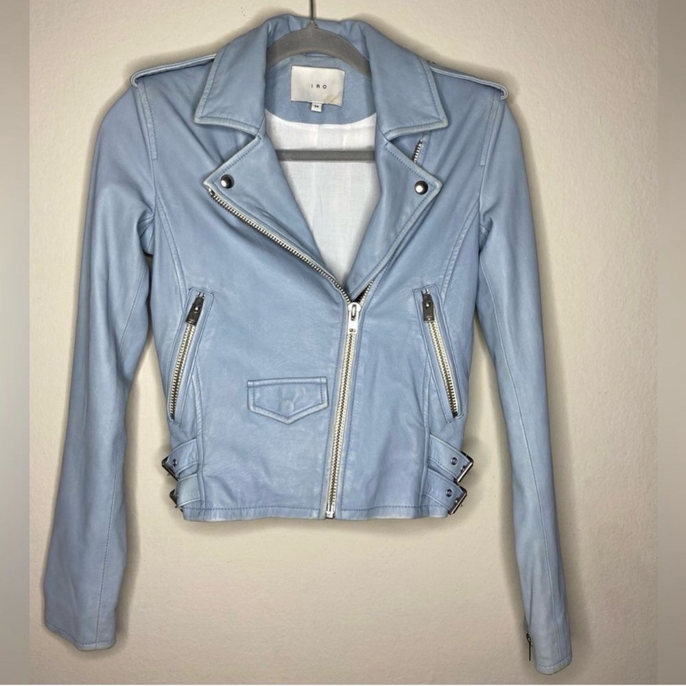 IRO Ashville Leather Lambskin Powder Blue Jacket 
Size: 34 | XS - Picture 6 of 12